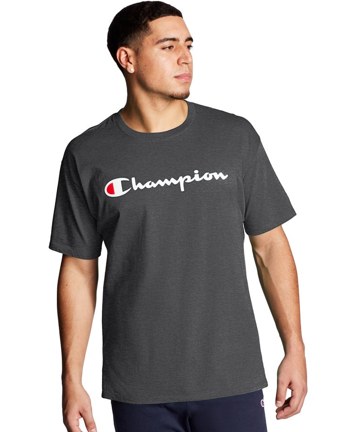 Champion Classic Jersey Script Logo T-Shirt Heren - DonkerGrijs - Belgie 3109NZPOH